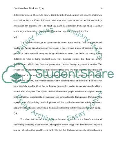 Discussion Questions for Death and Dying