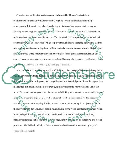 The Cognitive Approaches of Challenged the Concept of Behavioral Theory