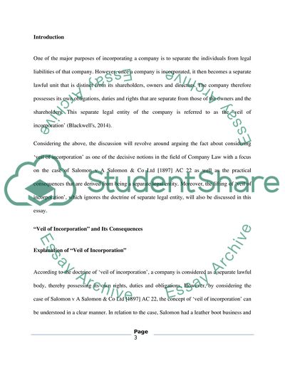 Business Law - Veil of Incorporation and Its Consequences