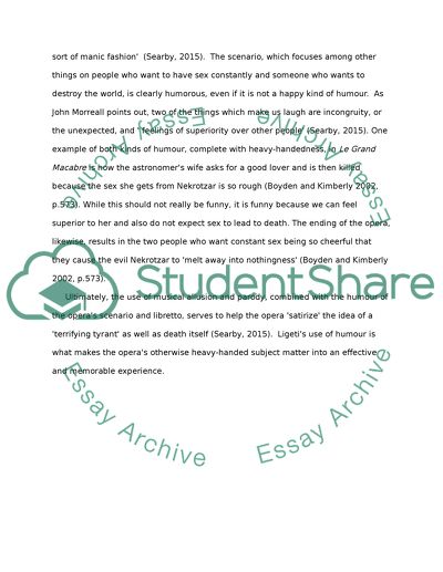 Use of Humour in Ligetis Le Grand Macabre