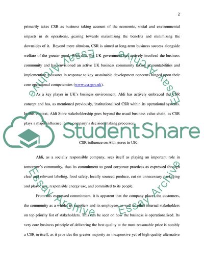 Stakeholder Analysis on Aldi (retail store)