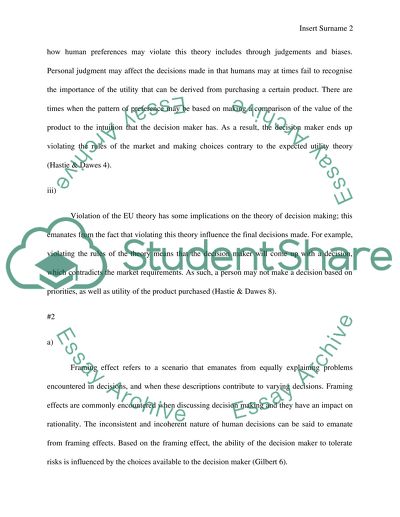 Issues in Making a Decision