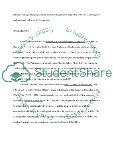 Implementation Experience in Efforts to Improve the Education of Handicapped Children in Schools
