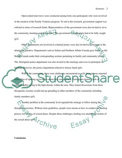 Justice Programs among the Aboriginal Community in Canada