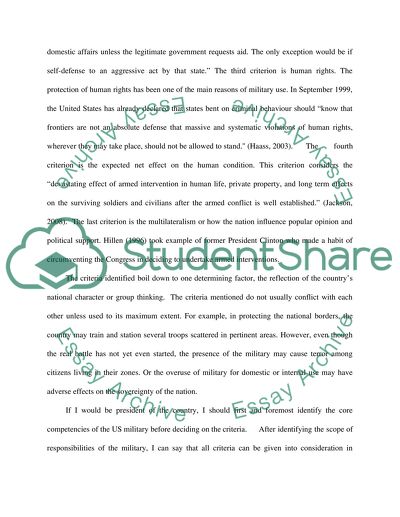 Armed Intervention Criteria