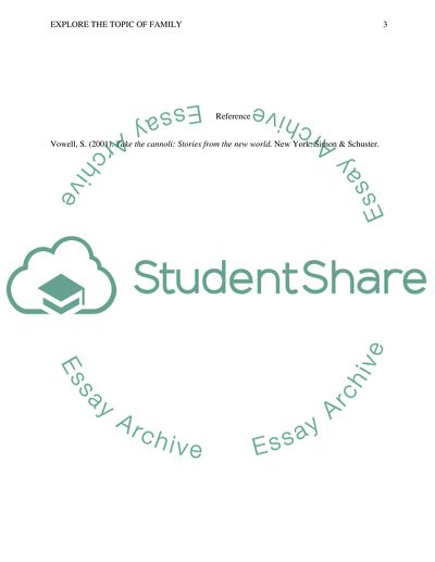 Assignment, explore the topic of family