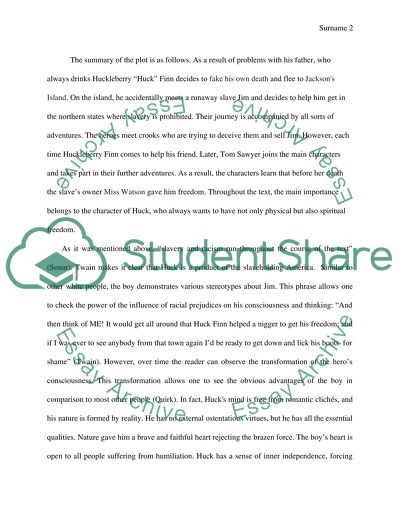 Huck Finn as the Personification of the Struggle against the Physical and Spiritual Bondage