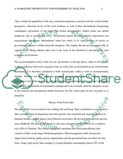 Marketing Opportunity for Power Bike in Thailand