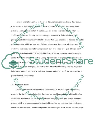 Increased Incidence of Teen Suicide