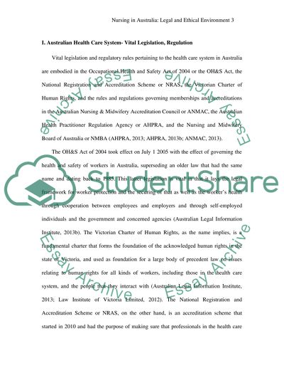 Nursing in a legal and ethical environment in Australia