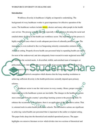 Workforce Diversity in Healthcare