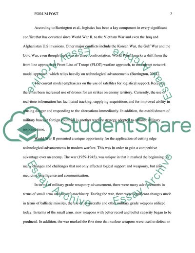 Core Aspects of the History of Warfare Logistics since WW II