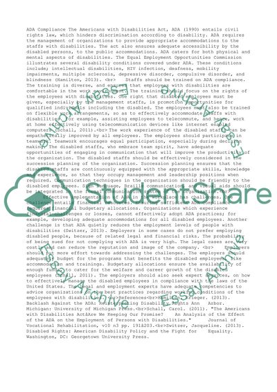 The Americans with Disabilities Act Compliance