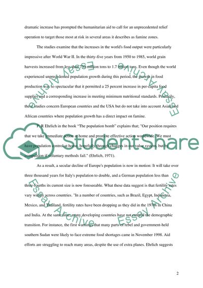 Is Famine Best Examined as a Result of Overpopulation or as a Crisis of Entitlements