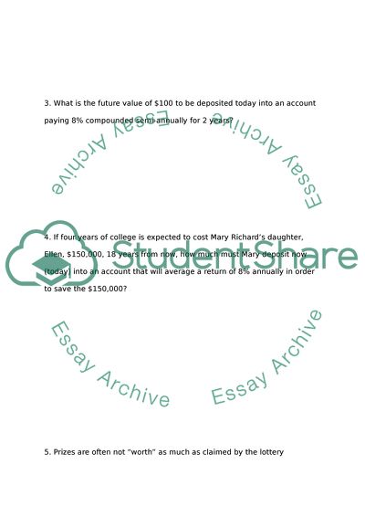 Solving 6 Qs of Finance class