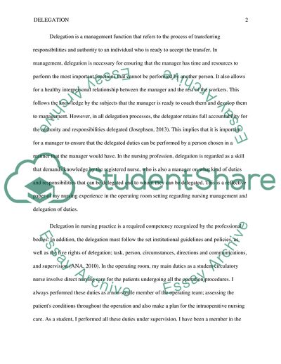Nursing Management and Delegation of Duties