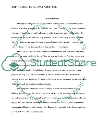 Helix Practice Meeting Group Assignments