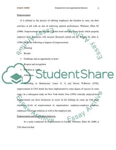 Empowerment and Organizational Behavior