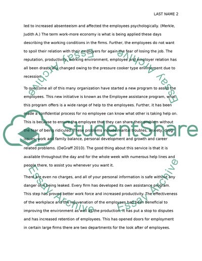 Human Resources Management - Stress in Work force and the Employee Assistance Program