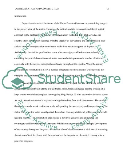 Confederation and Constitution in the USA