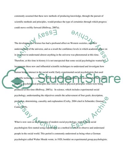 The Main Features of Experimental Social Psychology