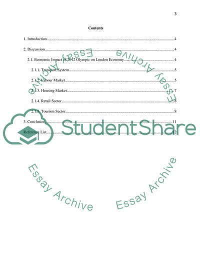 Economic Impact of 2012 Olympic on London Economy