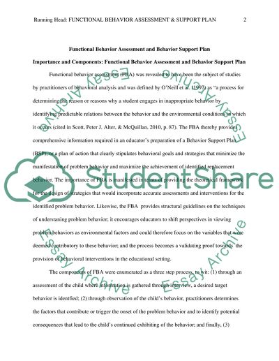 Functional Behavior Assessment and Behavior Support Plan