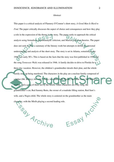 a good man is hard to find critical essay