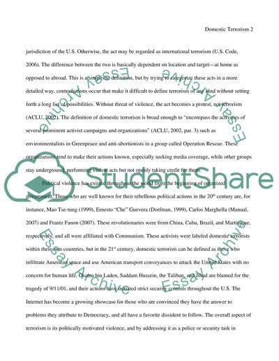 Homeland Security And Domestic Terrorism Essay