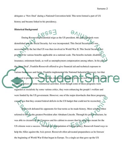 Franklin Roosevelt: A call for Federal Responsibility