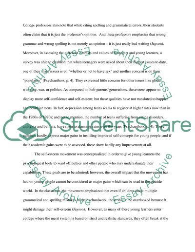 The Overall Goal of the Self-Esteem Movement