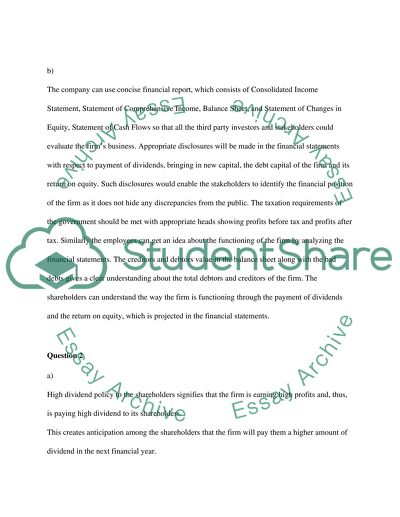 Financial in the Management of the Business