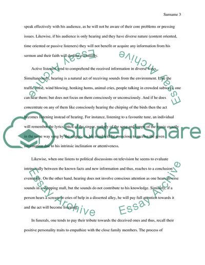 Using concrete examples compare and contrast hearing and listening