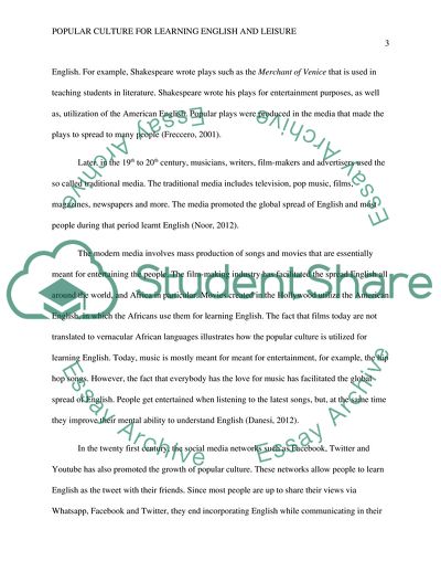 Popular Culture for Learning English and Leisure