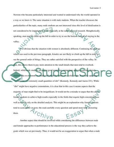 Objective Comparison of Male and Female Students