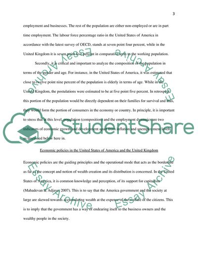 Economic Parameters of the USA and UK