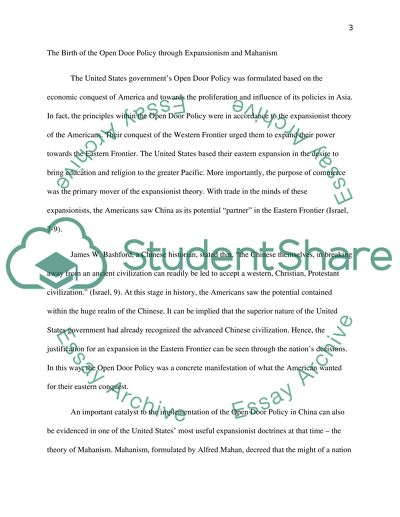 The Open Door Policy of the United States of America during Theodore Roosevelts