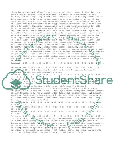 LEAN MANAGEMENT FEASIBILITY FOR PUBLIC ORGANIZATIONS