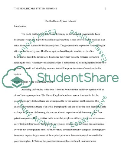 The Healthcare System Reforms