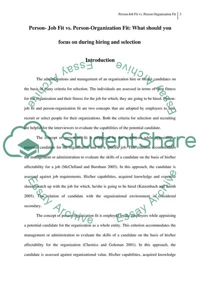 Approaches to Managing People in Organizations: Person-Job Fit vs. Person-Organization Fit