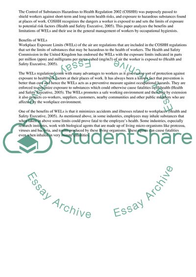 The Control of Substances Hazardous to Health Regulations - Workplace Exposure Limits