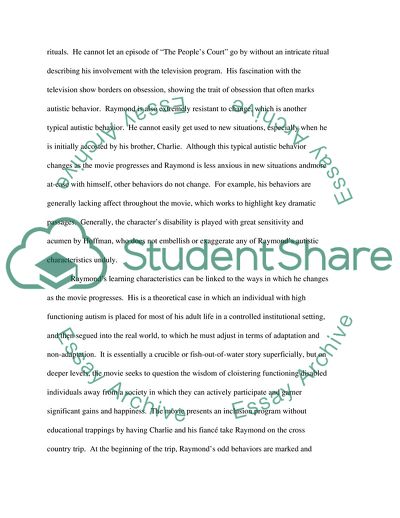 Disorders That The Rain Main Portrays