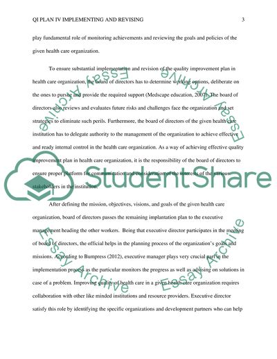 QI Plan IV Implementing and Revising