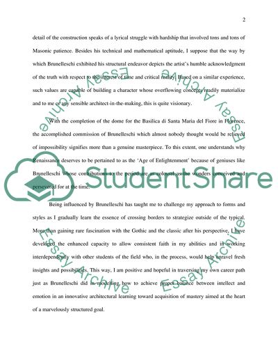 Being influenced by Filippo Brunelleschi