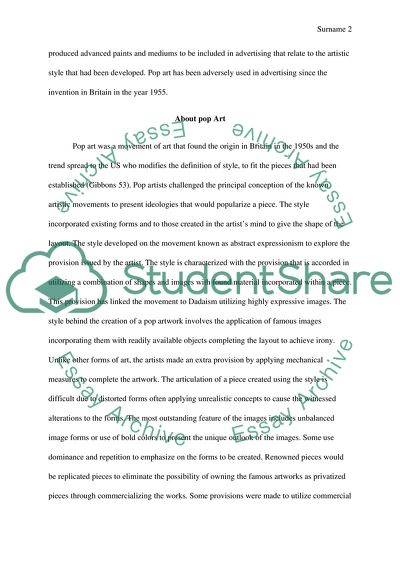 Analysis of a work of art with a contemporary advertisement