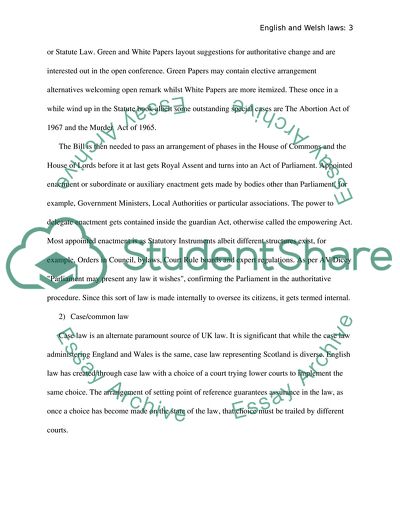 The Different Sources of the law in England and Wales