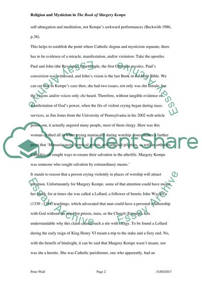 Religion and Mysticism in the Book of Margery Kempe