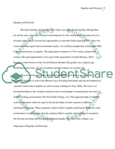 People Management: Equality and Diversity Policies