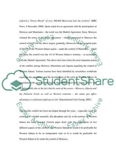 The Conflict about Western Sahara