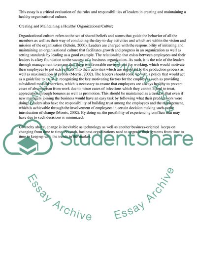 Leaders and Organizational Culture